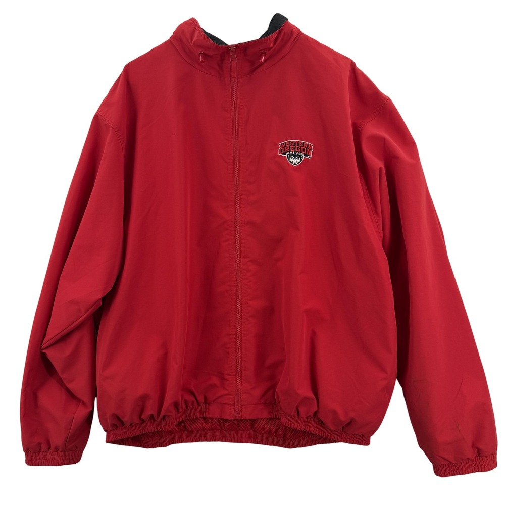 Western Oregon Wolves Jacket Mens XL‎ Red NCAA College Windbreaker Packable